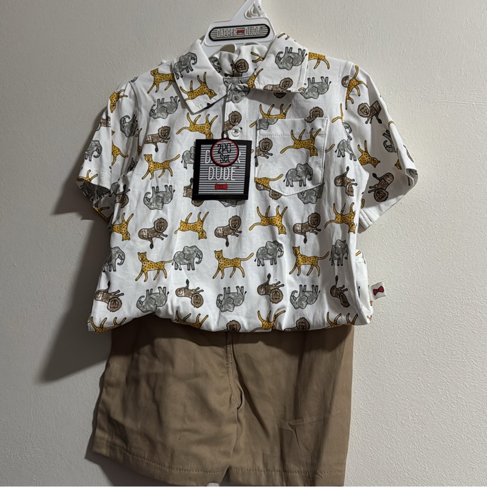 Animal Print Kids Shirt by - White and Brown